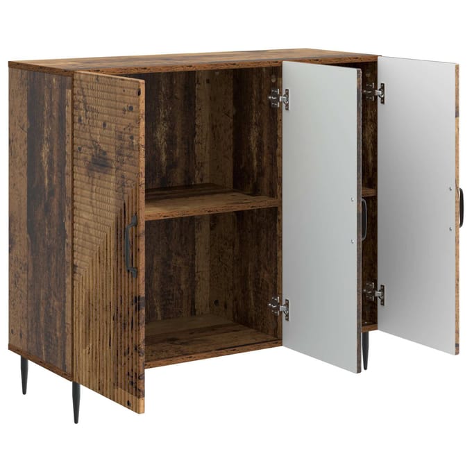 vidaXL - Dressoir - Oud - hout - 89 - x - 34,5 - x - 80 - cm - Bewerkt - hout