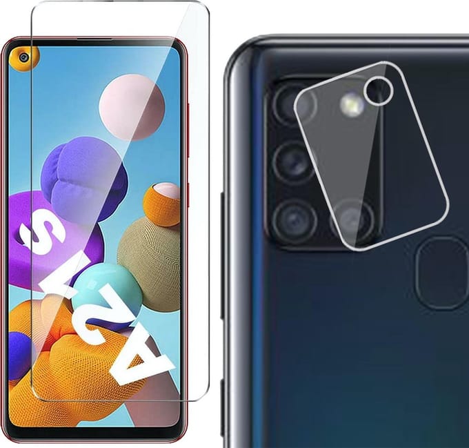 Screenprotector geschikt voor Samsung Galaxy A21s - Camera Screen Protector Glas