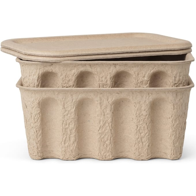 Ferm Living Paper Pulp Box Set van 2 - bruin - klein