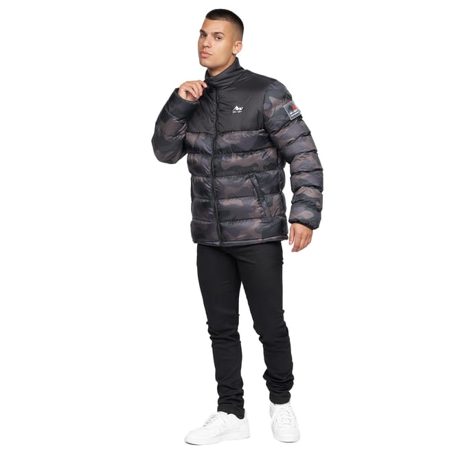 Born Rich Heren Carlito Camo oversized gewatteerde jas (Zwart)