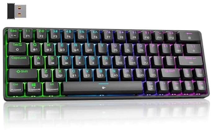 Compact Draadloos Gaming Toetsenbord - 60% Mechanical Keyboard met Bluetooth en Type C, 63 Toetsen, Clicky Blue Switches