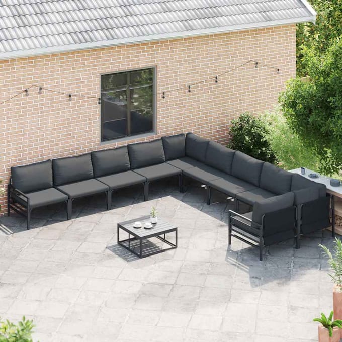 vidaXL - Tuinbank - Set - 10 - st - Zwart - Staal