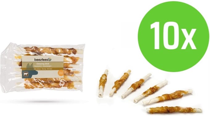 Beeztees Kauwstaafjes Kip 6 Stuks - hondensnack - 10 verpakkingen