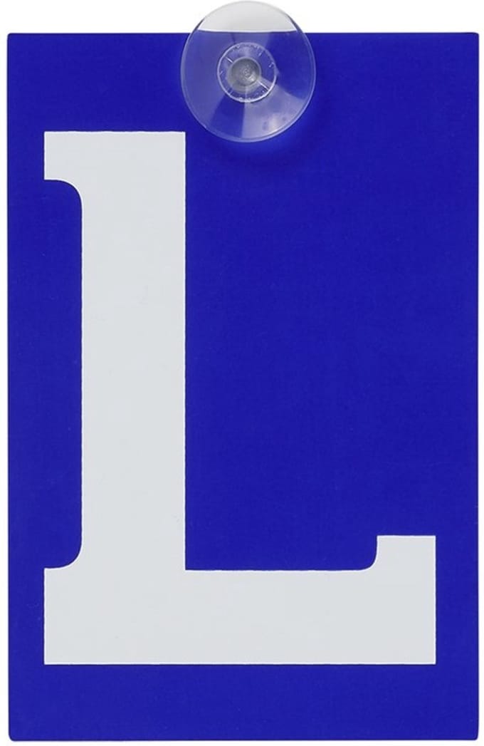 ProPlus L-plaat met zuignap - 100 x 150 mm - Blauw - Voor rijlessen