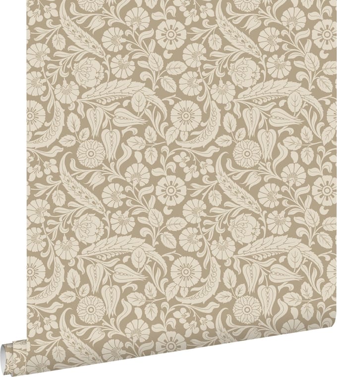 ESTAhome behang bloemmotief donker beige - 50 x 900 cm - 139783