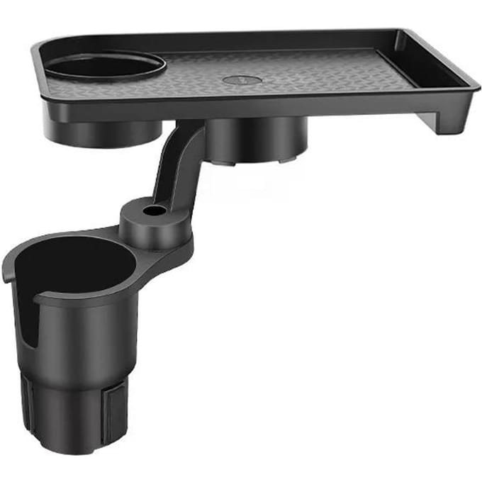 Auto Bekerhouder Expander Multifunctionele Drankhouder met Eettafel 360-Graden Verstelbare Basis Dienblad voor Snack zwart