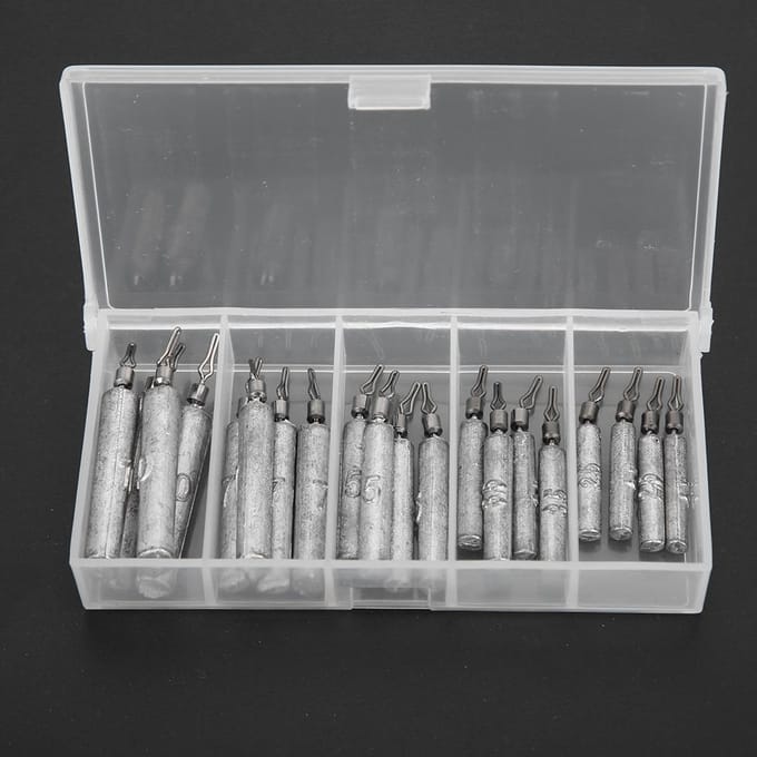 20 stuks Doos Lange Strip Vissen Loodgewicht Aas Gewicht Visgerei Accessoires gray