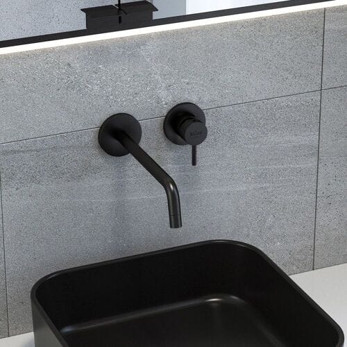 Kronenbach Lima 2.0 Black wall-mounted basin mixer 24.5 cm incl. base body