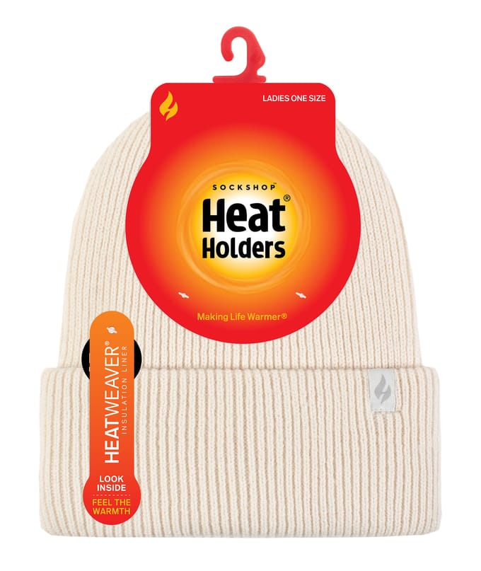 Heat Holders - Gevoerde geribbelde omzethoed voor dames - Room
