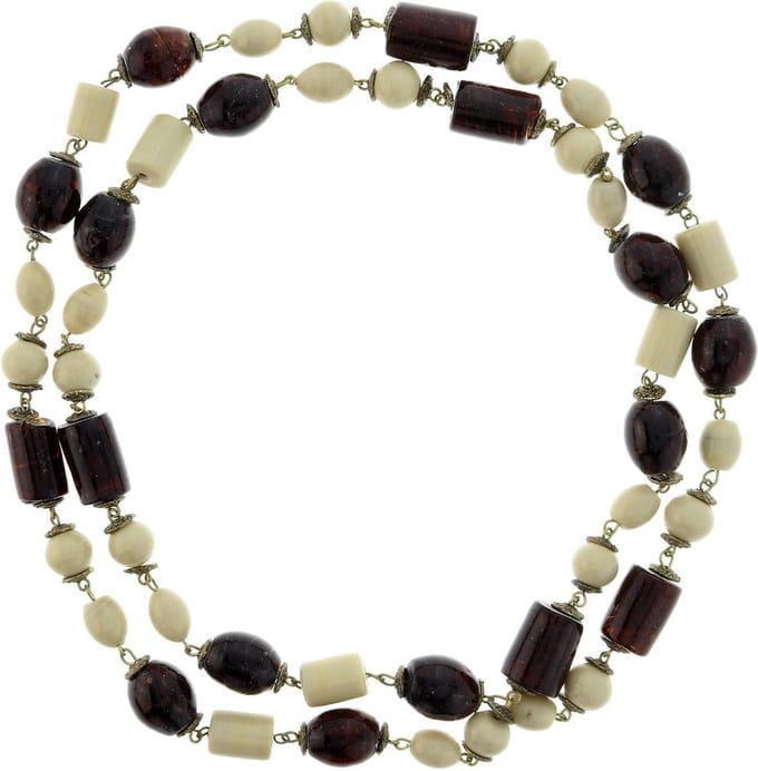 Behave - Lange kralen ketting - Beige en bruin - 110 cm