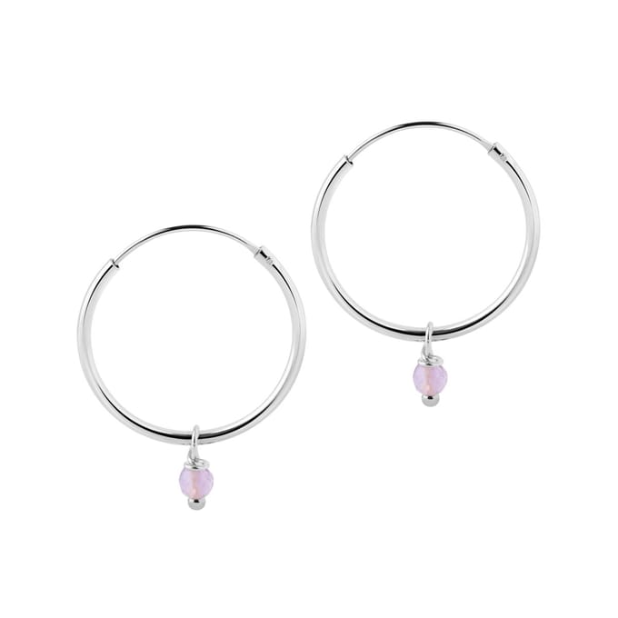 Zilver Hoops met Paarse Steen