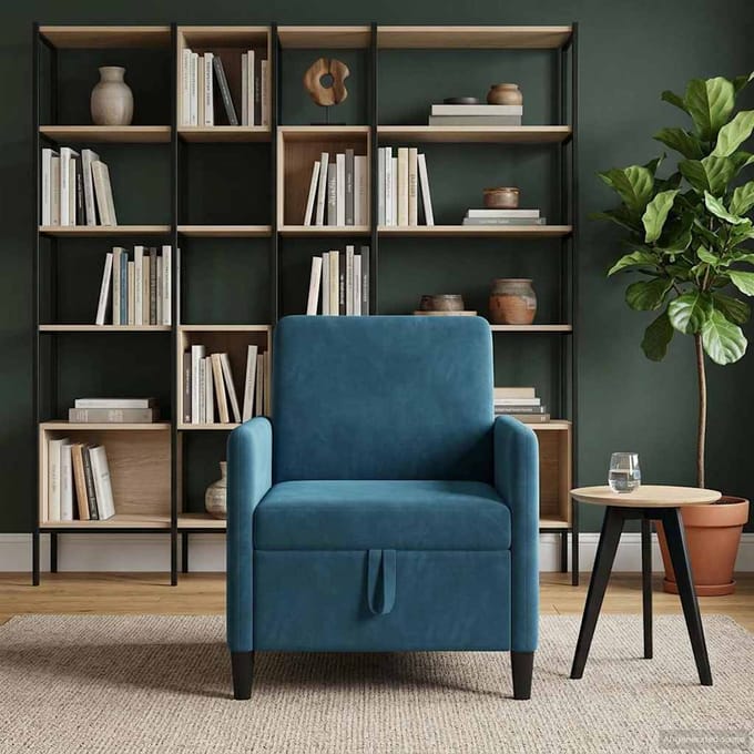 vidaXL - Sofa - met - Opbergruimte - Blauw - 72 - x - 78 - x - 87 - cm - Polyester