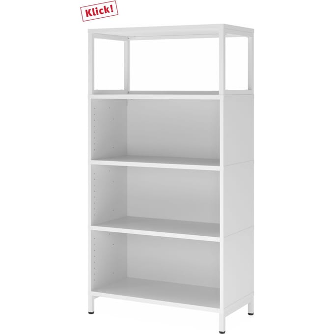 FlexWall | 4 OH | 3x kast + lijst | met sokkelframe - Wit