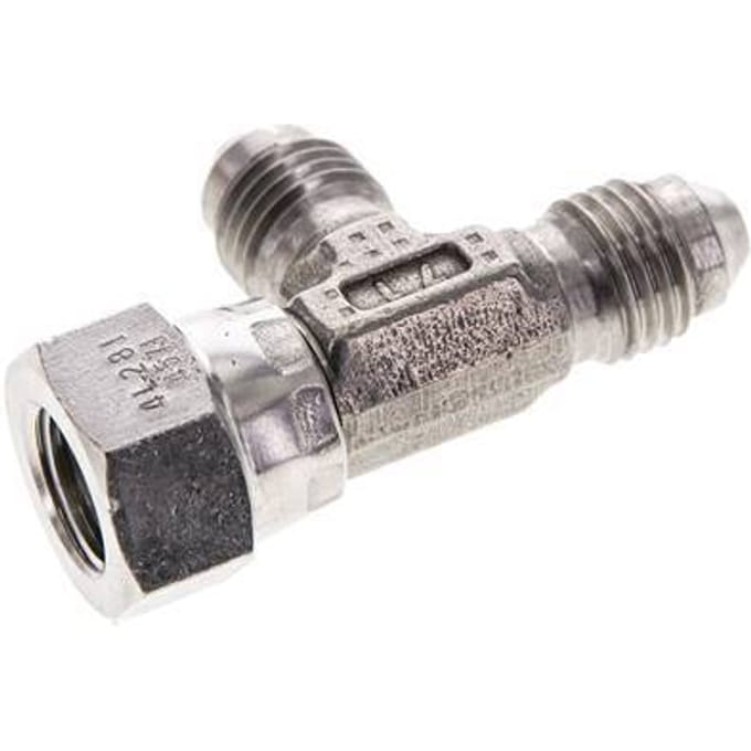 JIC T-koppeling UNF 7/16''-20 Binnendraad x buitendraad RVS 350 bar (4917.5psi)