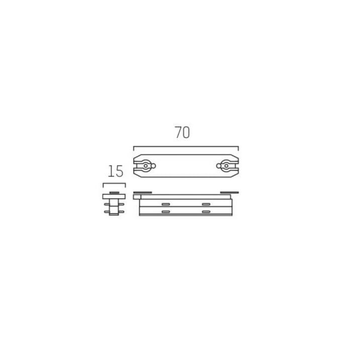 Molto Luce Lineaire connector voor Volare rail, 70 mm