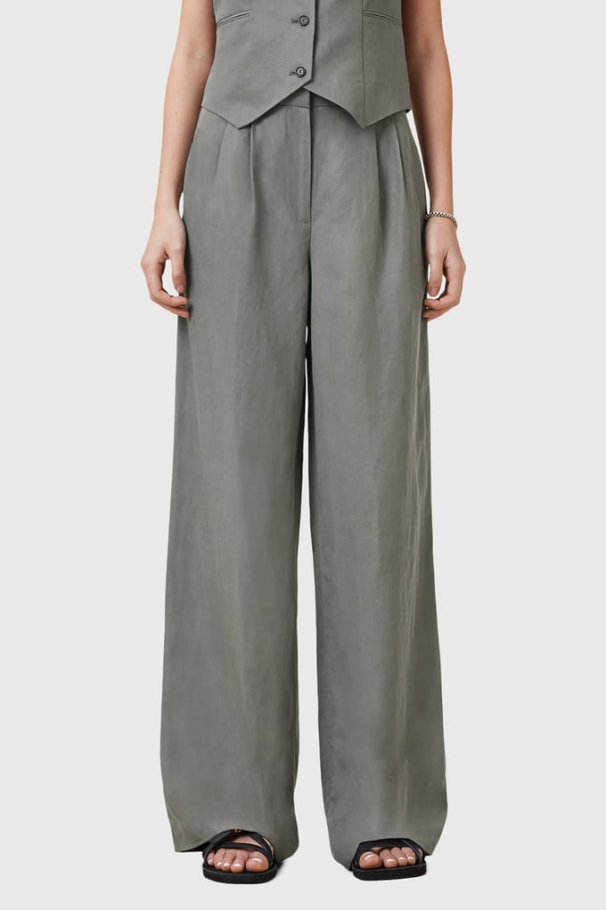 AllSaints Averie Lin Trouser Grey Größe: 2 | Straight Jeans Outlet | Damen | Grau