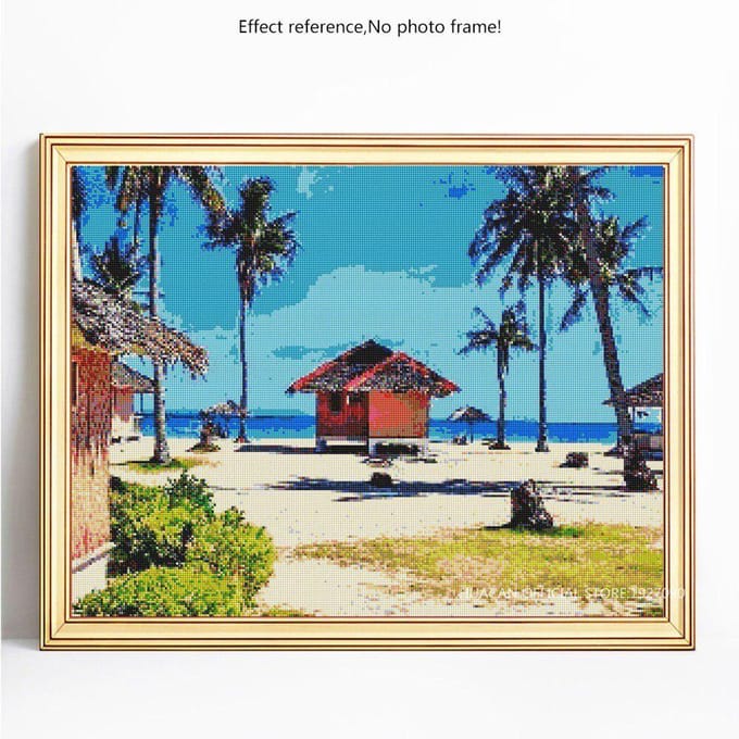 Peinture diamant 5D, affichage complet, broderie de mer panoramique, image en strass, vente 20X30 blue