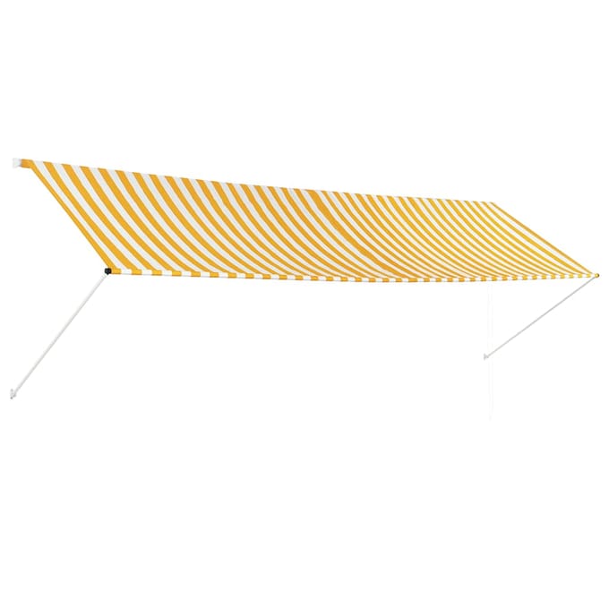 vidaXL - Luifel - uittrekbaar - 400x150 - cm - geel - en - wit