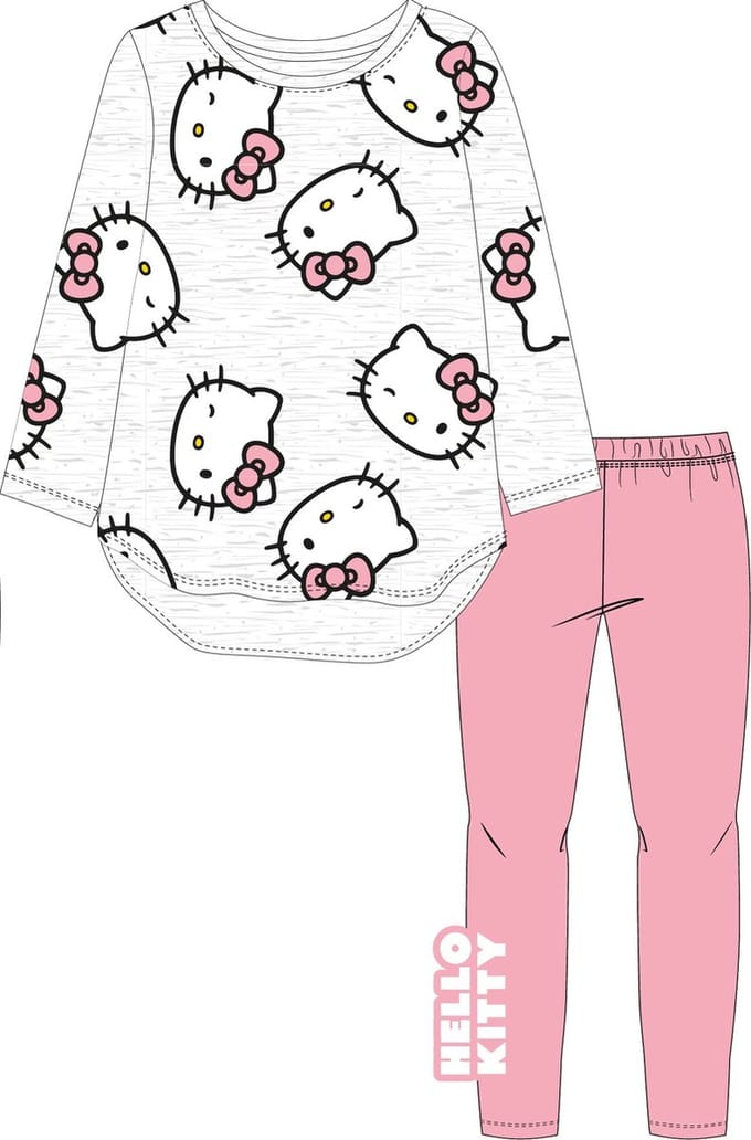 Hello Kitty Pyjama - Grijs - Roze - Maat 128