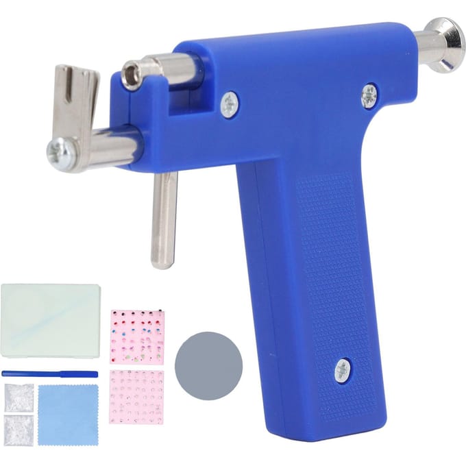 Professionele Oorpiercing Pistool Kit Multifunctioneel Herbruikbaar Roestvrij Staal Neuspiercing Gereedschap Set voor blue