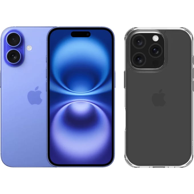Apple iPhone 16 128GB Blauw + BlueBuilt Protective Back Cover Transparant