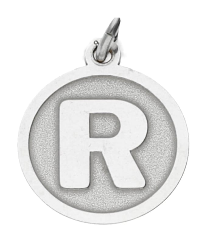 Zilveren Letter R rond mat en glans kettinghanger