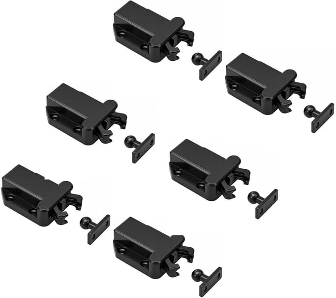 6 stuks push-open sluiters, zwart