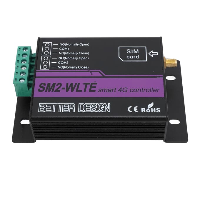 SM2 WLTE EA 2-kanaals 4G SMS Alarm Controller met APP WEB Temperatuur Vochtigheid Koppeling SMS Stroom black