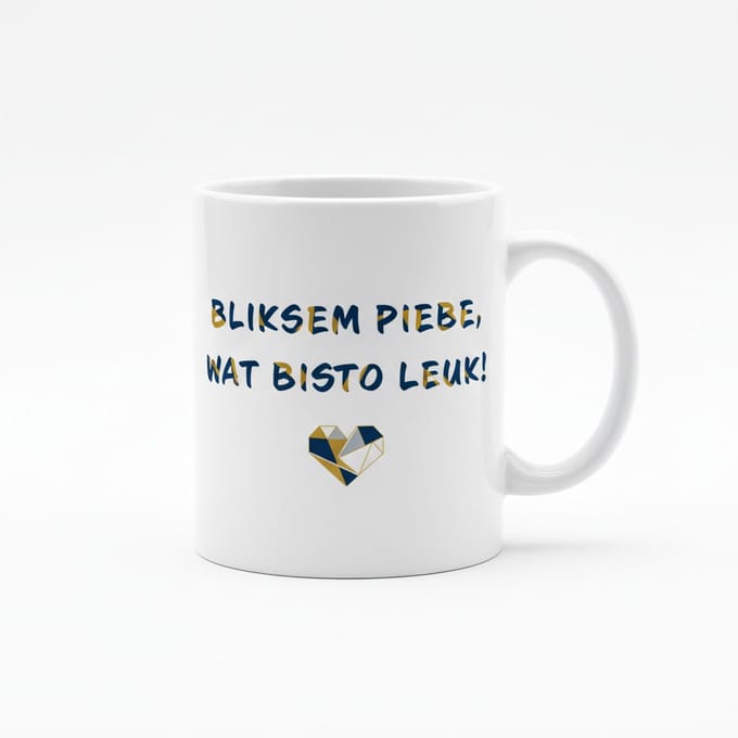 Bliksem Piebe, Wat Bisto Leuk! Mok – Grappige Friese Tekst met Hart Design – 330 ml Keramische Mok