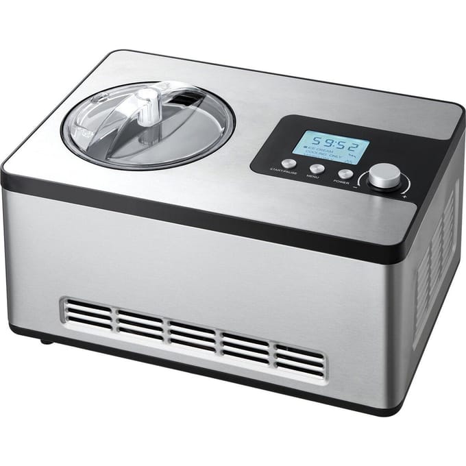 Machine à Glaces Automatique 2 Quarts Électrique Yaourt Glace Gelato Fabriquer Argent