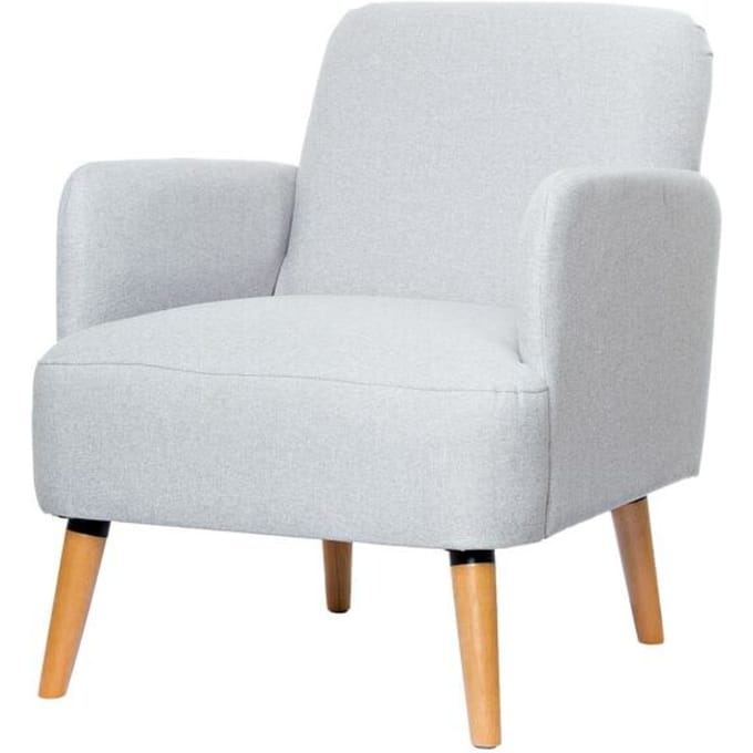 Fauteuil Paperflow Brooks - massief hout - retrodesign - gestoffeerd - polyester bekleding - grijs