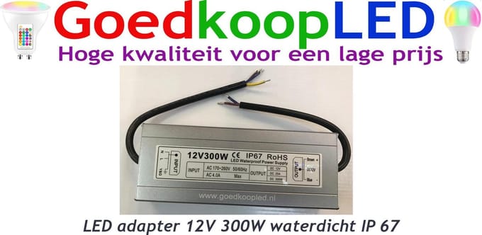 LED adapter ultra dun12V 25A 300W waterdicht