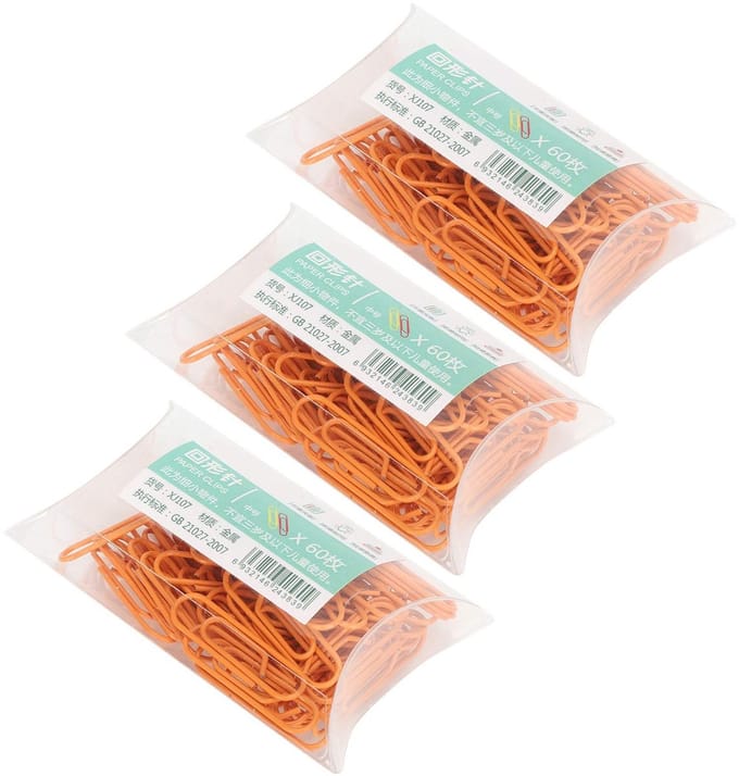 Dailygoods - Set van 3 Dozen Gevormde Paperclips in Oranje