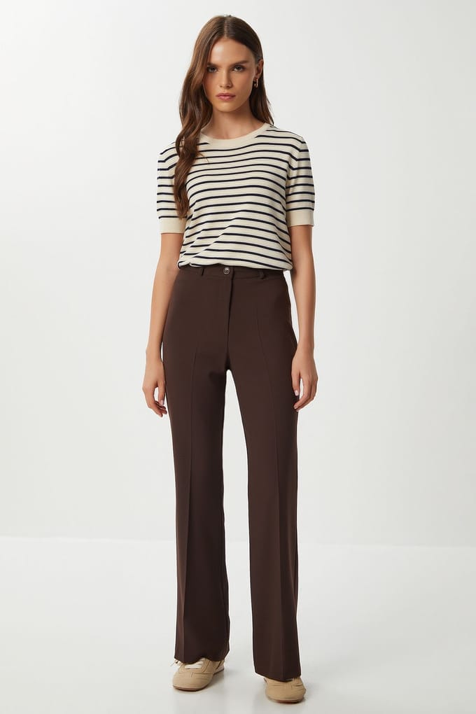 Hoge Taille Flare Broek met Rits