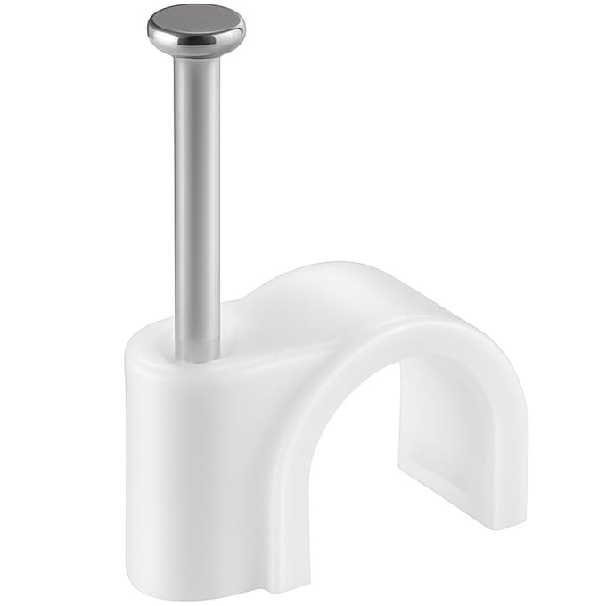 Goobay Kabelklem van 7 mm met gegalvaniseerde spijker voor wandmontage, wit