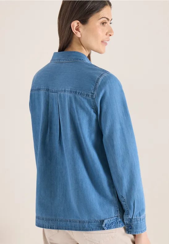 Blouse met overhemdkraag in denimlook