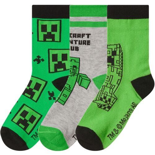 Lidl 3 Paar kinder sokken Minecraft (groen/grijs, 27-30)