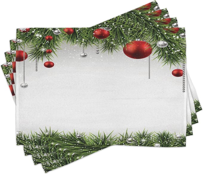 New Bed Set van 4 Kerst Placemat voor Eettafel, Wasbare Stof met Antislip Achterkant