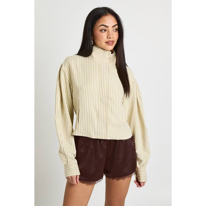 boohoo Dames Kant Afgezette Runner Short | Chocoladebruin | Maat: 40