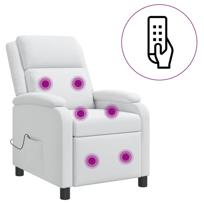 vidaXL - Massage - Relaxstoel - Wit - Stof