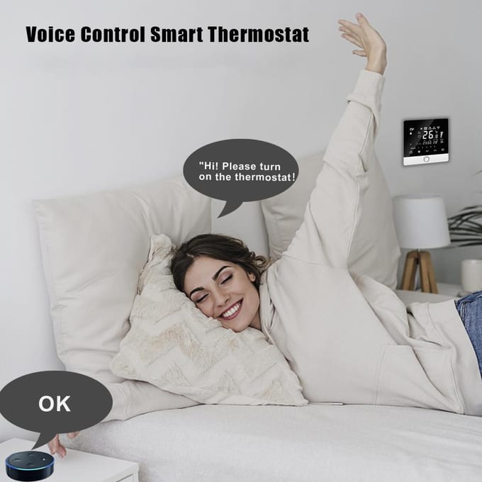 WiFi Slimme Thermostaat 5+2 Programmeerbaar Energiebesparend 3A Waterverwarming Tuya Spraakbesturing Thermostaat WiFi 3A Water Heating wit