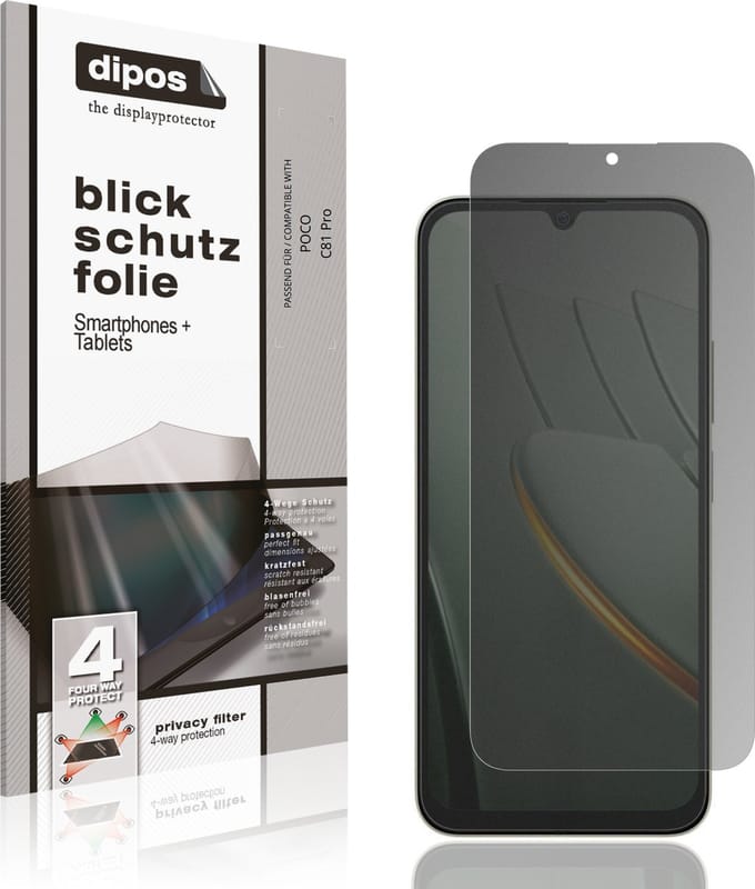 dipos – Matte Privacy Screenprotector geschikt voor POCO C81 Pro | Anti-Spy Beschermfolie