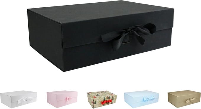 Luxe Zwarte Geschenkdoos met Magneet en Lint - Set van 5 - 33x25x12 cm