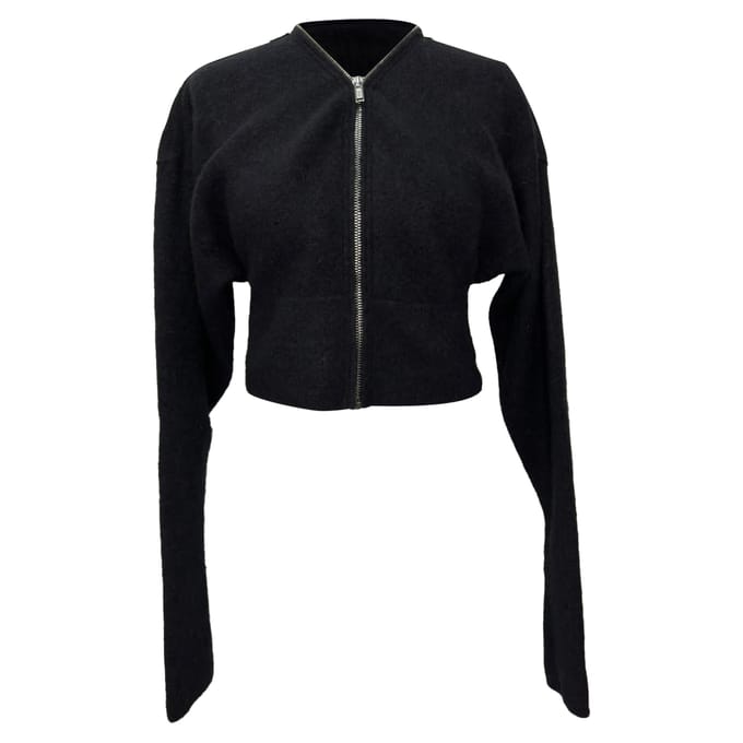 Rick Owens Batwing Klaus Zip Cardigan in zwarte alpacawol