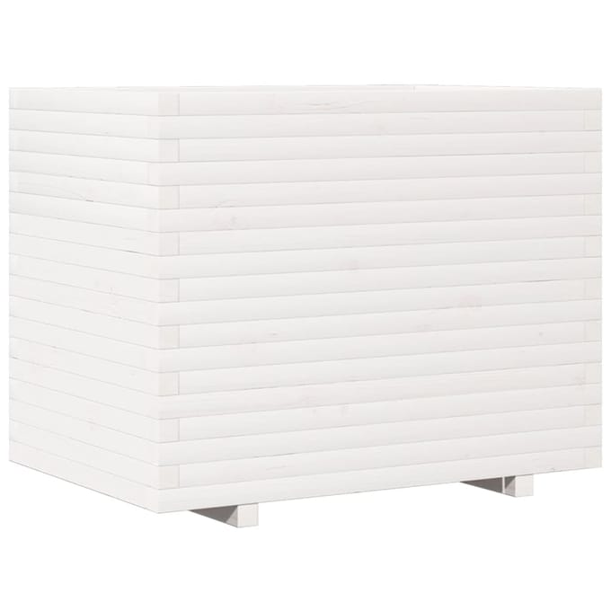 vidaXL - Plantenbak - 90x60x72,5 - cm - massief - grenenhout - wit