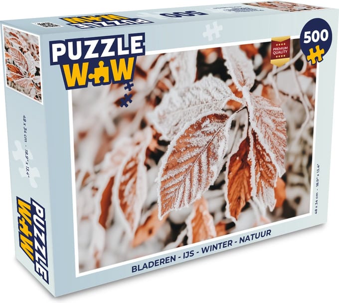 Puzzel Bladeren - IJs - Winter - Natuur - Legpuzzel - Puzzel 500 stukjes