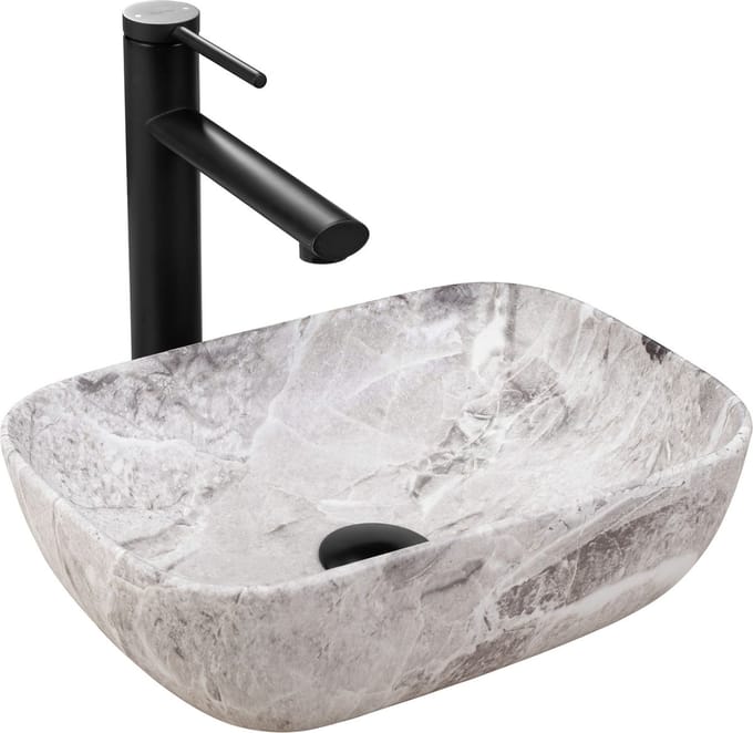 Rea Belinda mini stone matt Opzetwastafel Steen Imitatie 36x25 cm