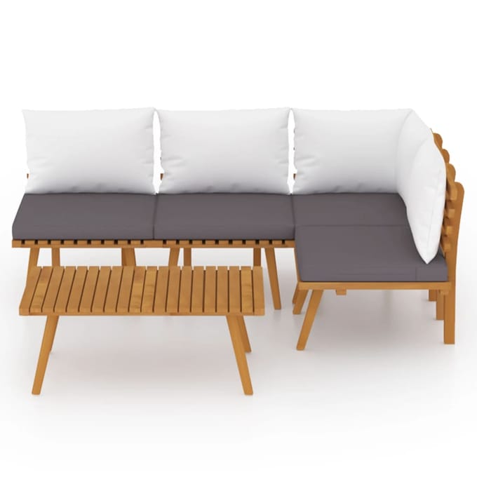 vidaXL - 5-delige - Loungeset - met - kussens - massief - acaciahout