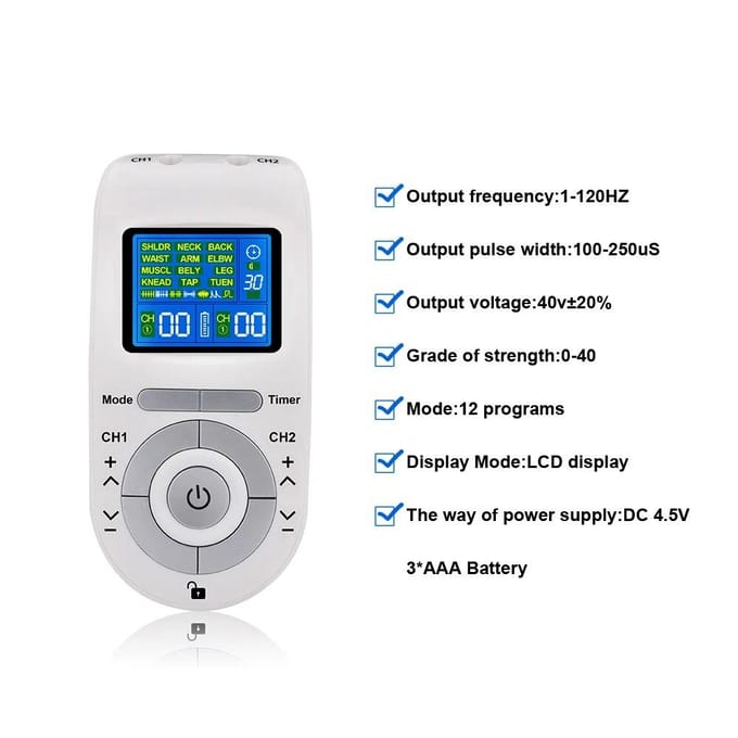 EMS Tens spierstimulator elektrische acupunctuur lichaamsmassager digitale therapiemachine elektrostimulator spierontspanningsmassager CN wit