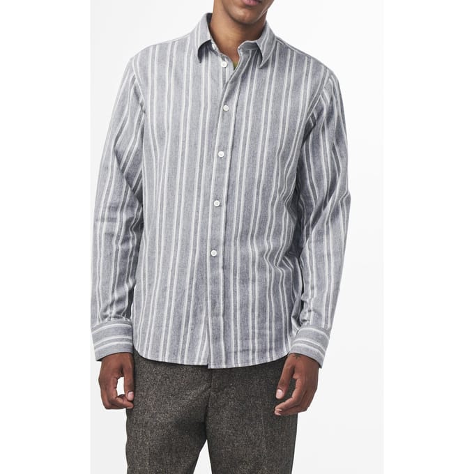 NN.07 Colby 5332 Shirts Grey Stripe Größe: M | Casual hemden Outlet | Herren | Grau